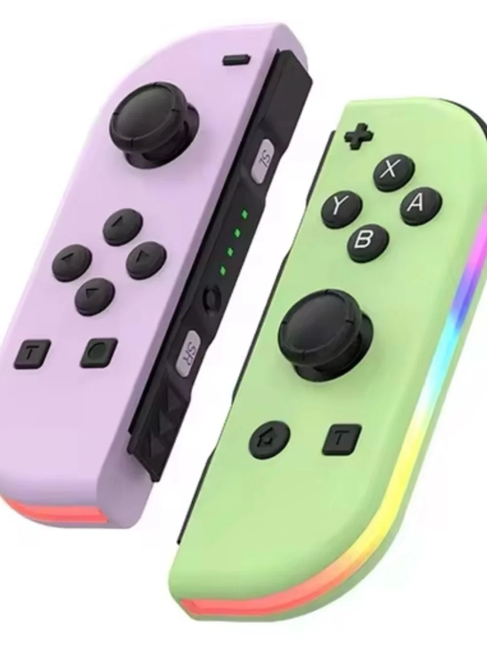 For Nintendo Switch Joy Con Controllers Pair with RGB Lights Neon Purple/Green
